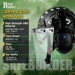 SAFEBUILDER Forestry Chainsaw Tree Work Safety Helmet Vented Hard Hats w/Visor Bluetooth Ear Muffs Face Shield Outdoor Hardhats Vented ANSI Z89.1 (Matte Black Hat+ICV+BTE+Clear Face Shield)