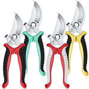 Lothee 4 Pcs Pruning Shears for Gardening Hand Garden Shears Heavy Duty Garden Clippers Hedge Plant Cutting Scissors Bypass Pruner Secateurs for Tree Trimming Bonsai Cutting Fruits Picking
