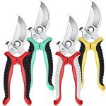 Lothee 4 Pcs Pruning Shears for Gardening Hand Garden Shears Heavy Duty Garden Clippers Hedge Plant Cutting Scissors Bypass Pruner Secateurs for Tree Trimming Bonsai Cutting Fruits Picking