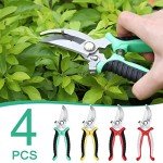 Lothee 4 Pcs Pruning Shears for Gardening Hand Garden Shears Heavy Duty Garden Clippers Hedge Plant Cutting Scissors Bypass Pruner Secateurs for Tree Trimming Bonsai Cutting Fruits Picking
