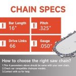 Dunhil 3 pack 16 inch 325 050 66DL Chainsaw Chains & 1 Guide Bar Combo for Husqvarna 41 45 49 51 336 339XP 550XP 340 346 345 350 351 435 440 445 450 450e Chainsaw