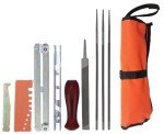 MEEIHUI 10 Piece Universal Chainsaw Sharpening Kit, Chainsaw Chain Sharpener with 5/32" (4 mm) 3/16" (4.8 mm) and 7/32" (5.5 mm) Round Files, Flat File, Depth Gauge, Filing Guide Holder, Handle.