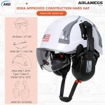 Aolamegs Safe Hard Hat with Dual Visor and Hearing Protection-OSHA Approved Construction Hard Hats with Visor Sunglasses Earmuffs for Men,Vented Forestry Chainsaw Arborist Helmet with Chin Straps
