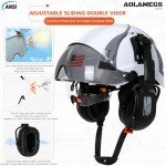 Aolamegs Safe Hard Hat with Dual Visor and Hearing Protection-OSHA Approved Construction Hard Hats with Visor Sunglasses Earmuffs for Men,Vented Forestry Chainsaw Arborist Helmet with Chin Straps