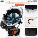 Aolamegs Safe Hard Hat with Dual Visor and Hearing Protection-OSHA Approved Construction Hard Hats with Visor Sunglasses Earmuffs for Men,Vented Forestry Chainsaw Arborist Helmet with Chin Straps