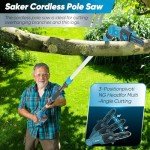 Saker Pole Saw for Tree Trimming,Retractable Extension Pole 66.9-98.4Inch Electric Pole Saw, Multi-Angle Cordless Pole Chainsaw Battery Powered with 22V 2.0Ah Battery & Charger