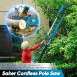 Saker Pole Saw for Tree Trimming,Retractable Extension Pole 66.9-98.4Inch Electric Pole Saw, Multi-Angle Cordless Pole Chainsaw Battery Powered with 22V 2.0Ah Battery & Charger