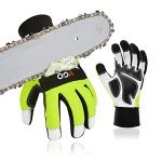 Vgo... 1Pair Chainsaw Gloves, 12-Layer Chainsaw Protection on Both Hands Back, Safety leather Work Gloves, Mechanic Gloves(GA9810CS,XXL,Green)