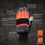 YARDMARIS Chainsaw Gloves, Classic ANTI-CUT Chainsaw Gloves, Leather Gloves, 12-Layers of Protection on Left Hand Back Only
