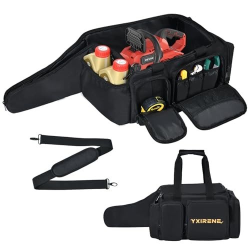 YXIRENE Chainsaw Carrying Case,Waterproof Chainsaw Storage Bag Compatible with DEWALT & Greenworks& Ego&SunJoe. 10Inch & 12Inch Cordless Power Chainsaw & Accessories,Chainsaw Case,Bag Only