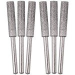OIIKI 6 Pack Burr Grinding Stone File, Chainsaw Sharpener 3/16 Inch (Silver)