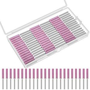Weewooday 50 Pcs Chainsaw Sharpener Bits with Box Chainsaw Sharpening Stones Chainsaw Sharpening Bits Burr Grinding Stone File Polishing Grinding Tool for Chainsaw Sharpener, 3/16 Inch/ 4.8 mm