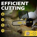 Mini Chainsaw 6-inch Cordless 3000mAh, Brushless Electric Handheld Chain Saws, Battery Powered Chainsaw Up To 100min X2, Tree Trimming, Branch Wood Cutting, Courtyard and Garden, Smart Speed By Troozy