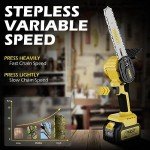Mini Chainsaw 6-inch Cordless 3000mAh, Brushless Electric Handheld Chain Saws, Battery Powered Chainsaw Up To 100min X2, Tree Trimming, Branch Wood Cutting, Courtyard and Garden, Smart Speed By Troozy