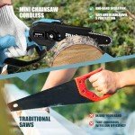 Mini Chainsaw, Mini Chainsaw Cordless with 2 Batteries, Chain saw 6 Inch Mini Chainsaw Cordless with Plastic Case Operated for Tree Branches,Courtyard,Household and Garden
