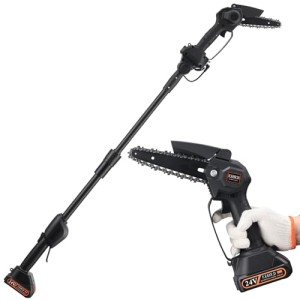 2-in-1 Cordless Pole Saw, Mini Chainsaw, Portable Electric Chainsaw with Pole,Handheld Chain Saw Pruning Shear for Tree Branches Wood Cutting,Tree Trimming,56 inch Reach Electric Saw with Pole