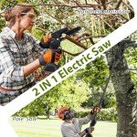 2-in-1 Cordless Pole Saw, Mini Chainsaw, Portable Electric Chainsaw with Pole,Handheld Chain Saw Pruning Shear for Tree Branches Wood Cutting,Tree Trimming,56 inch Reach Electric Saw with Pole