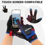 WORKPRO Heavy Duty Work Gloves, Synthetic Leather Impact Protection Working Gloves for Men, PVC Protection, Touch Screen, Terry Fabric, Non-Slip, Large