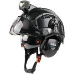 GREEN DEVIL Hard Hat Safety Helmet with Rechargeable Headlamp Light and Visor Ear Muffs Vented Work Hardhat ANSI Z89.1 Cascos De Construccion for Industrial Construction Forestry