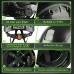 GREEN DEVIL Hard Hat Safety Helmet with Rechargeable Headlamp Light and Visor Ear Muffs Vented Work Hardhat ANSI Z89.1 Cascos De Construccion for Industrial Construction Forestry