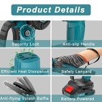 BEI & HONG Mini Chainsaw 6-Inch with 2 Battery, 21V Cordless power chain saws with Security Lock, Handheld Small Chainsaw for Wood Cutting Tree Trimming