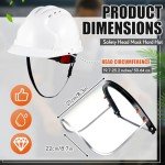 Safety Face Mask Shield Set for Grinding Industrial Forestry Include White Full Brim Hard Hat Helmet Cutting Chainsaw Face Shield Hard Hat Adapter for Construction Protective Equipment(Plastic,Clear)