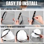 Safety Face Mask Shield Set for Grinding Industrial Forestry Include White Full Brim Hard Hat Helmet Cutting Chainsaw Face Shield Hard Hat Adapter for Construction Protective Equipment(Plastic,Clear)