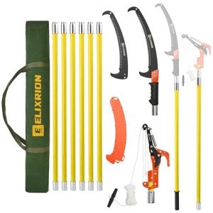 ELIXRION 27 Feet Pole Saws for Tree Trimming Manual Branch Pruner Cutter Kits, Manual Pole Saw Cut Branch Garden Tool Tree Pruner Extendable Hand Saw Tree Trimmer