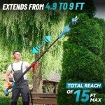 Seesii 2-in-1 Cordless Pole Pruning Shears, Electric Pruning Shears with Pole, 20V 2.0Ah Battery Powered Pole Pruner for Tree Trimming