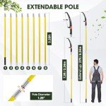 ELIXRION 27 Feet Pole Saws for Tree Trimming Manual Branch Pruner Cutter Kits, Manual Pole Saw Cut Branch Garden Tool Tree Pruner Extendable Hand Saw Tree Trimmer