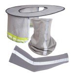Topbuti 3 Pcs Hard Hat Sun Shade Full Brim Mesh Neck Sun Shield Bandana Face Scarf UV Sun Protection Arm Sleeves with Reflective Strap, High Visibility Sun Visor Neck Shade for Hard Hat Accessories