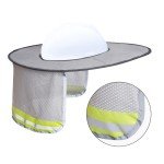 Topbuti 3 Pcs Hard Hat Sun Shade Full Brim Mesh Neck Sun Shield Bandana Face Scarf UV Sun Protection Arm Sleeves with Reflective Strap, High Visibility Sun Visor Neck Shade for Hard Hat Accessories