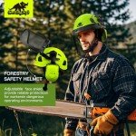 DarlingSafe Forestry Safety Helmet with Face Shield Ear Muffs 3 in1 Chainsaw Work Safety Hard Hats ANSI Z89.1-Type 1 Class C, OSHA (Green+G07+Mesh Face Shield)