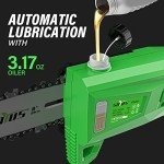 SOYUS Pole Saw 8-Inch Cordless, 15-Foot Max Reach Electric Pole Saw for Tree Trimming, 16ft/s Speed, Auto Oiling, Multi-Angle Pole Chainsaw with 2.0Ah Battery & Charger