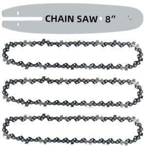 [4 Pieces] 8 Inch Chainsaw Chains with Guide Bar, 3/8" LP Pitch, 050" Gauge, 33 Drive Links, 8" Saw Guide Bar and Chain Combo Replacement for Greenworks, Sun Joe, Portland, Oregon and more- S33
