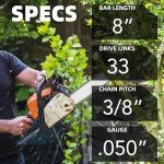 [4 Pieces] 8 Inch Chainsaw Chains with Guide Bar, 3/8" LP Pitch, 050" Gauge, 33 Drive Links, 8" Saw Guide Bar and Chain Combo Replacement for Greenworks, Sun Joe, Portland, Oregon and more- S33