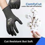 toolant A4 Cut Resistant Work Gloves with Grip, Ultra Thin Safety Glove for Fishing, WoodCarving, Gardening, 1 Pair, Large