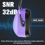 ProCase 2 Pack Noise Reduction Ear Muffs, SNR 32dB Noise Cancelling Headphones for Adults Kids Autism, Adjustable Sound Proof Hearing Protection Safety Earmuffs for Work Shooting Mowing -Black/Purple