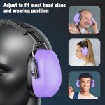 ProCase 2 Pack Noise Reduction Ear Muffs, SNR 32dB Noise Cancelling Headphones for Adults Kids Autism, Adjustable Sound Proof Hearing Protection Safety Earmuffs for Work Shooting Mowing -Black/Purple