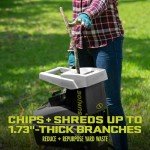 15-Amp Electric Silent Wood Chipper/Shredder with Extra CJ603E Replacement Cutter Blade