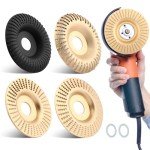 4PCS Angle Grinder Wood Carving Disc Set, 4" or 4 1/2" Angle Grinder with 7/8" Arbor, Angle Grinder Attachment, Grinding Wheel Shaping Disc for Wood Stump Carving Polishing