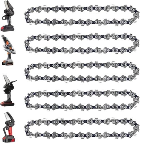5 Pieces 6 Inch Mini Chainsaw Chain Replacement Accessories, 6 Inch Chain Saw Chains for Cordless Electric Portable Mini Chainsaw - 37 Drive Links