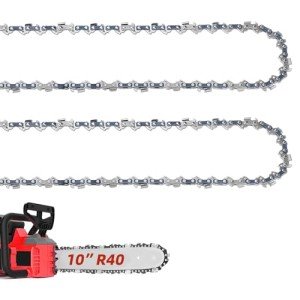 10 Inch Chainsaw Chain R40 .043'' Gauge 3/8" LP Pitch 40 Drive Links, 10-inch Replacement Chains Fits for Ryobi, Worx, Echo and More - 2 Chains