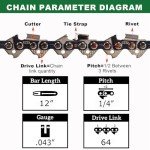 12 Inch Chainsaw Chain for 12 in BAR- 1/4"Pitch,043" Gauge,64 Drive Links-Replaces OEM Part Numbers: For Stihl 71PM3-64, 3670-005-0064.Fits .Stihl MSA 120 C/MSA 140 C/MSA 160 C and More (3 Chains)