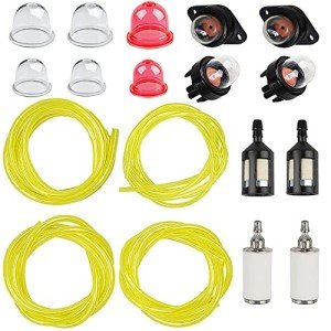 HPENP 4 Size 4-Feet-Long Fuel Line Gas Hose Tube for Small Engine Stihl Weedeater Craftsman Husqvarna String Trimmer Chainsaw Blower with Snap in Primer Bulb, Primer Pouland Bulb, Fuel Filter