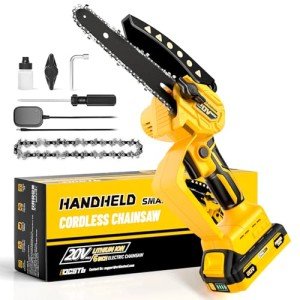 Mini Chainsaw fit for De-waIt 20V MAX Battery,Cordless Pruning Chainsaw with Security Lock & Replacement Chain, Battery Powered Mini Chainsaw for Wood Cutting|Tree Trimming|Camping(Battery Included)