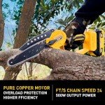 Mini Chainsaw fit for De-waIt 20V MAX Battery,Cordless Pruning Chainsaw with Security Lock & Replacement Chain, Battery Powered Mini Chainsaw for Wood Cutting|Tree Trimming|Camping(Battery Included)