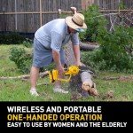 Mini Chainsaw fit for De-waIt 20V MAX Battery,Cordless Pruning Chainsaw with Security Lock & Replacement Chain, Battery Powered Mini Chainsaw for Wood Cutting|Tree Trimming|Camping(Battery Included)