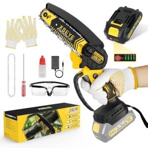 XSEYE Mini Chainsaw Cordless 6 Inch, Battery Powered Handhled Chainsaw with 21V 2.0Ah Battery&Charger, for Wood Tree Cutting Courtyard Garden, Christmas Gifts Stocking Stuffer for Men Dad Him Husband