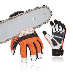 Vgo Safety Chainsaw Gloves - Size L, Orange